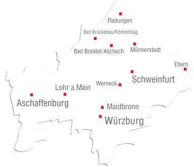 Karte zum Bezirk Unterfranken